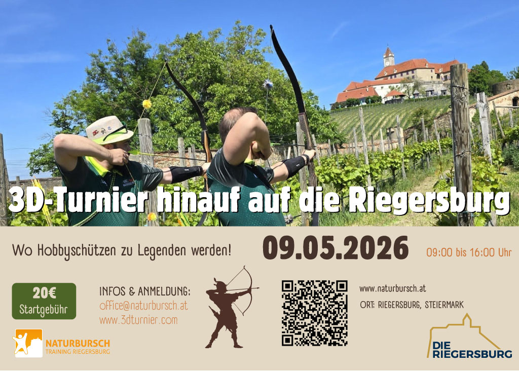 Ein einzigartiges 3D-Bogenschieß-Turnier auf die Riegersburg hinauf für Hobbybogenschütz:innen – dort, wo man sonst nie hinkommt.